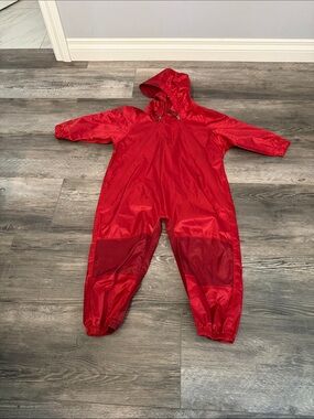 Tuffo Red Hooded Waterproof One-Piece Rain Suit